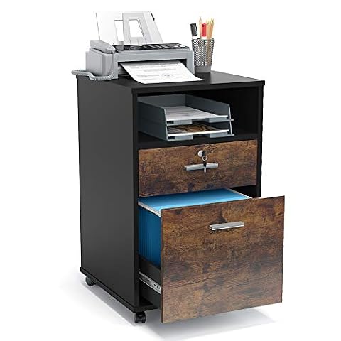 Tribesigns 2 Drawer Mobile File Cabinet with Lock, Wood Modern Filing Cabinet for Letter Size,… — $79.79 (27% off)