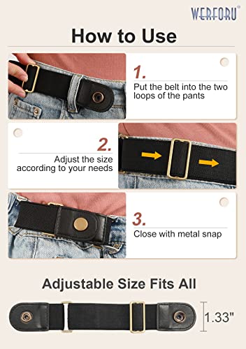 Image of WERFORU No Buckle Stretch Belt for Women and Men Elastic Waist Belt up to 72 Inches for Jeans Pants
