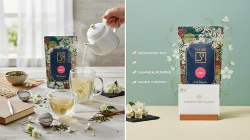 Image of Dabri Jasmine Green Tea 100gm Tea Pouch | Natural Dried Jasmine Flowers & Green Tea Leaves | Rich in Antioxidants | Boosts Metabolism, Brain & Heart Health | Contains Catechins for Tooth Protection