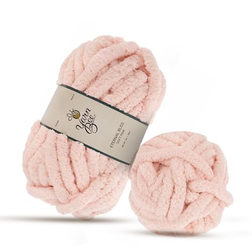 Yarn Bee Jumbo Soft Pink Yarn for Crocheting & Knitting - 28 Yards of 100% Polyester for Blankets, Hats & More - DIY Handcrafting