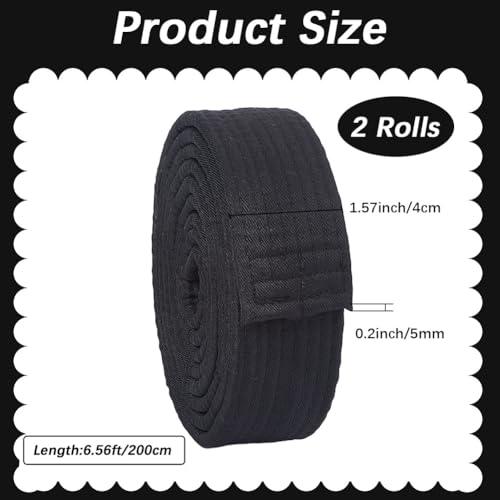 2Pcs Black Jiu Jitsu Martial Arts Belts Polyester Soft Long Universal Fit for Judo Karate Taekwondo Hapkido Sports Training 6.56ft2