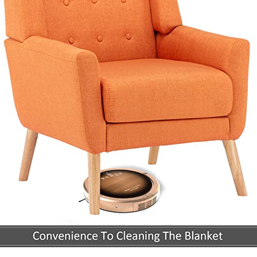 Idealismliving Wingback Accent Chair, Comfy Living Room Chair With Upholstered Button Tufted, Solid Wood Legs, Mid Century Modern Reading Chair For Bedroom, Living Room,Study Room (Orange) #TOP5