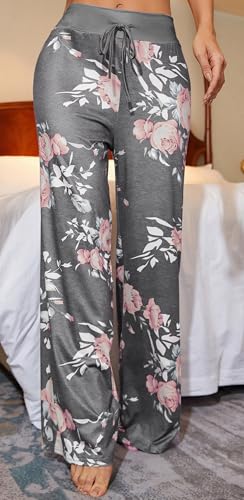 Image of Women Pajama Pants Comfy Lounge Wide Leg Casual Stretch Palazzo Drawstring Pj Bottoms Pants S-3XL