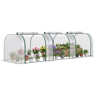 Outsunny mini serre tunnel 295 x 100 cm, bâche PVC