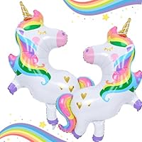 41 Inch Large Unicorn Foil Balloons for Party Decor, 2pcs Giant Rainbow Unicorn Aluminum Balloon, Inflation Balloons for Girls Baby Shower Cute First unicorn Themed Birthday Party Decorations Supplies