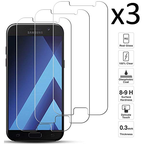 iGlobalmarket [3 Unidades Protector de Pantalla Samsung Galaxy A5 2017, Vidrio Templado, sin Burbujas, Alta Definicion, 9H Dureza, Resistente a Arañazos