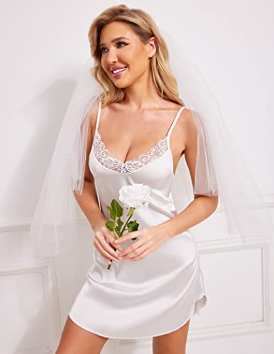 Avidlove Bridal Lingerie Women's Exotic Nightgowns Slip Dress Wedding Gift For Bride Valentien's Gift White Small #TOP2