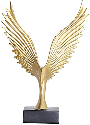 Eagle Wing Statue Resin Eagle Sculptures Abstract Wings Figurine Craft Ornament for Home House Living Room Decor - Gold