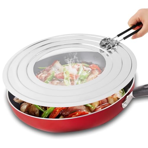 Image of Stainless Steel Splatter Screen for Frying Pan, Collapsible Grease Splatter Guard with Folding Insulated Handle for Fry Pans, Cover Oil Splash from Bacon, Oil or Deep Fryer(SIZE:11.81inch)