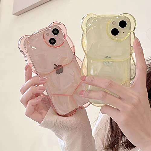 Bear Phone Case Compatible With Iphone 12 Pro Case, Cute 3D Clear Yellow Bear Case, Shockproof Kpop Cartoon Bear Phone Case For Women Girls #TOP5
