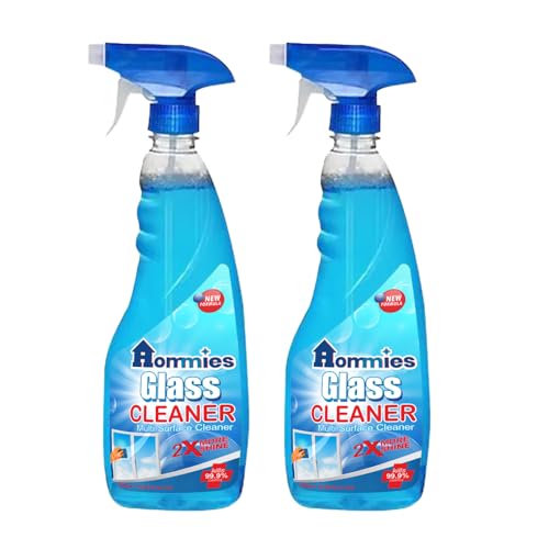 Image of Hommies Glass & Surface Cleaner Spray 500ml x2 Pack | Streak-Free Shine for Windows, Mirrors, Kitchen, Car | All-Purpose Multi Surface Cleaner No Residue
