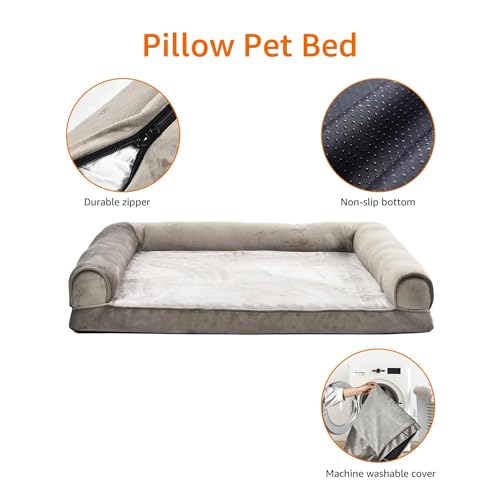 Amazon Basics Dog Bed with Cooling Gel Memory Foam, Pressure-Relief Support for Dogs up to 90lbs, Non-Slip Bottom, Machine Washable Cover, Extra Large Sized (44" x 35"), Taupe - Image 7