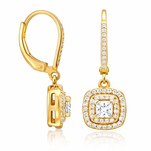 Image of TRUESILVER ACPL 925 Sterling Silver Cubic Zirconia Earrings for Women & Girls | BIS Hallmarked Drop Dangle Leverback Style | Elegant Jewelry Gift for Women