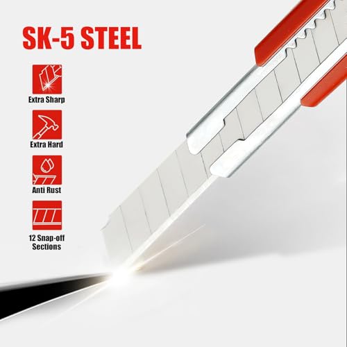 6 Pack Box Cutter Retractable, Utility Knife 9MM Wide Snap-Off Blades - image 2