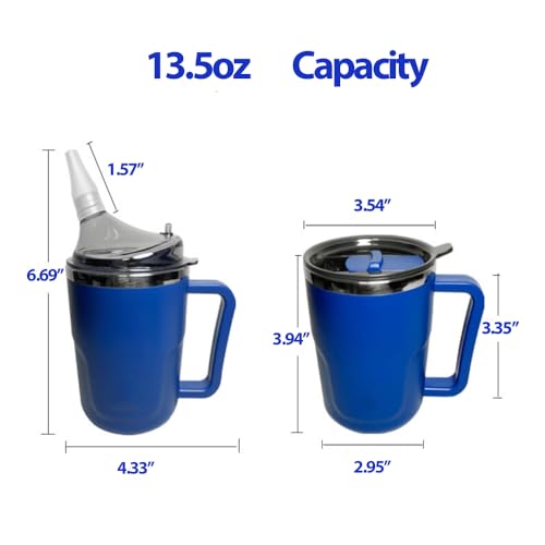 13.5oz Spill Proof Cups for Elderly, 3 in 1 Stainless Steel Sippy Cup with Straw and 2 Lids for Adults, Great for Water, Milk, Soup, Health & Household Supplies - Image 7