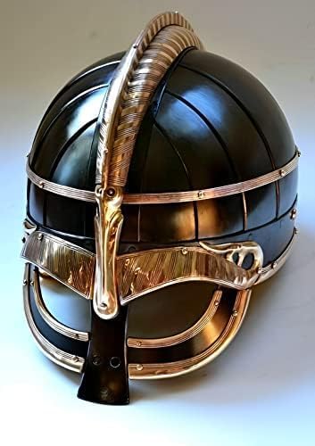 Brass Vendel Viking Helmet Knight Museum Viking 16 Gage Steel Helmet Replica