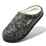 NewDenBer Zapatillas hombre restablece la espuma para mantenerse caliente, cómodo, suave, revestimiento de peluche camuflaje zapatillas de invierno(41/42 EU, camuflaje verde)