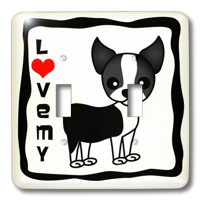 Interrupteur double bascule Boston Terrier plaque decorative - 3