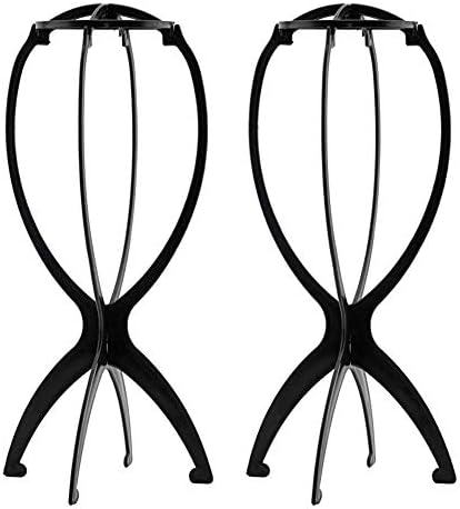 Wig Stand, Wig Head, Portable Wig Holder Wig Head Stand for All Wigs Travel Hair Stylist Gifts for Women 2PC