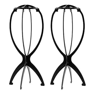 Ruiwen hair 2PCS Wig Stand Portable Collapsible Holder Durable Wig Display 13.8 Inch Tool Travel Stand for All Wigs