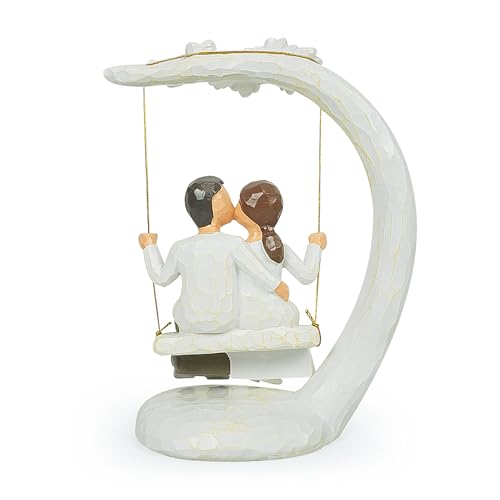 Figura de pareja romántica en columpio de resina miniatura 2