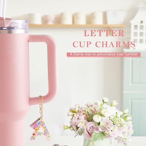 Image of Letter Charm Accessories for Stanley Cup 1 PCS Cute Initial Keychain Handle Charm for Stanley Tumbler for Women