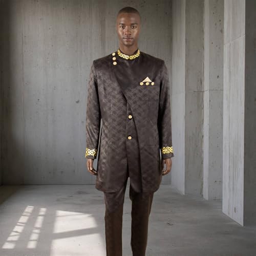 Men`s Suit Single Breasted Slim Fit Blazer and Trousers Outfits Set African Clothes3