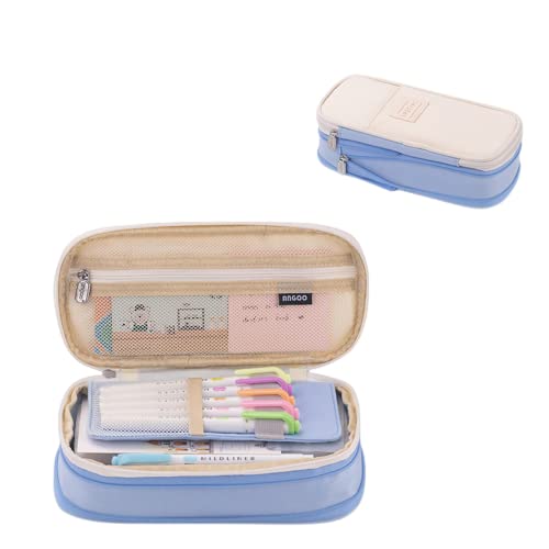 Feifei'S Bow Federmäppchen mit großer Kapazität, hohe Kapazität, wasserdicht, Büro, Uni, Schule, Kapazität, Tasche, Halter, Box, Organizer, Zubehör, Geschenke, hellblau, Großes Federmäppchen Cover