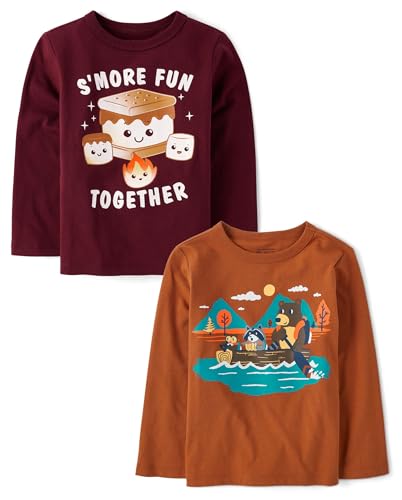 Image of The Children's Place Baby and Toddler All Holidays,Birthdays Long Sleeve Graphic T-Shirts,2 Pack