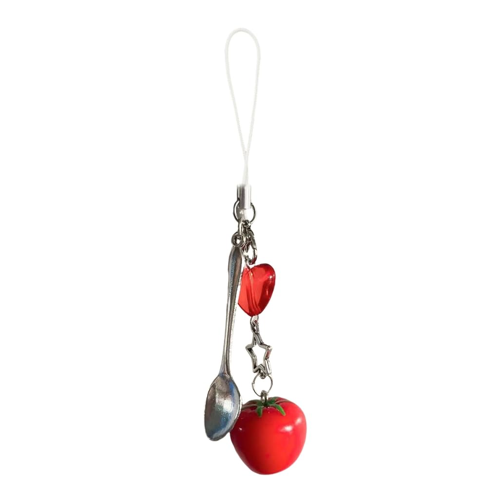 GMBYLBY Tomato Bag Charm Keychain Handmade Keyring Pendant Colorful Beaded Phone Strap Handmade for Friend and Family