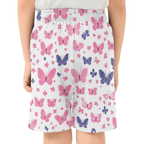 Girly Pattern with Butterflies Boy Casual Shorts Athletic Shorts Pants with Pockets4