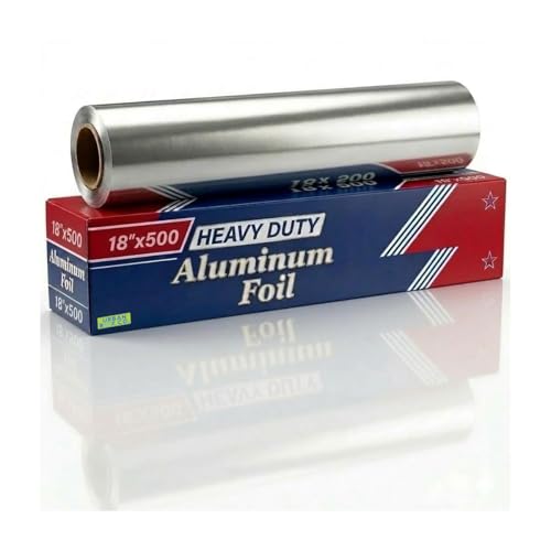 Urban Box Co Heavy Duty Aluminum Foil Roll 18" x 500' (1 Pack) – 21 Micron Thick Commercial-Grade Foil Wrap with Easy-Cut Edge for Cooking, Baking, Grilling, Restaurant & Home Use