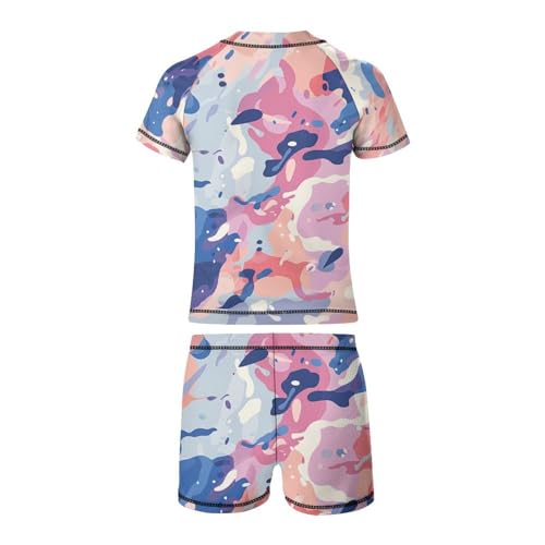Pink and Purple Camouflage PatternChildren's Casual Swimsuit Set - Simple and Versatile9-11Y（140cm）4
