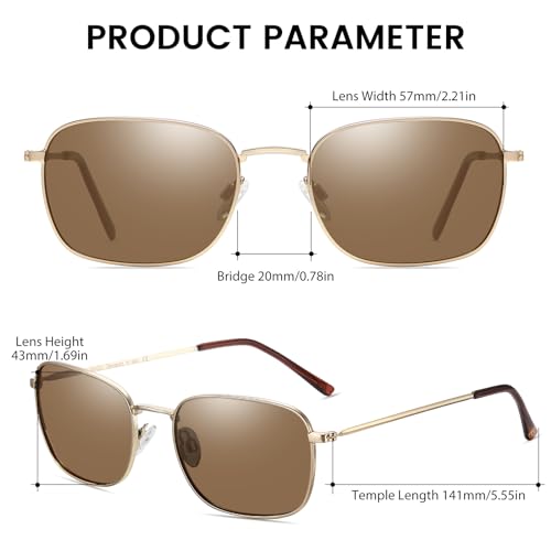 DUCO Square Sunglasses for Men Women Polarized Driving Sun Glasses UV400 Protection Retro Shades DC30382