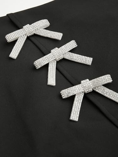 CIDER Mini Skirt Wrap Bowknot Solid Mid Waist Lined Slight Stretch Woven Fabric Regular Fit Mini Skirts for Women2