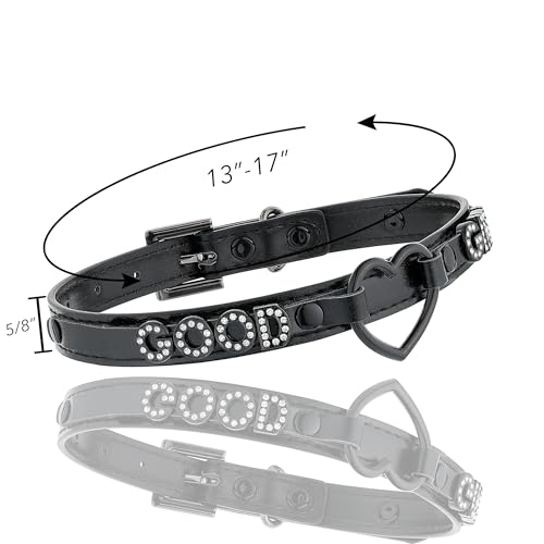 Black Heart O-ring Choker Necklace For Women, Cute Pink Little Letter Leather Collar For Women, Adjustable Fashion Jewelry3