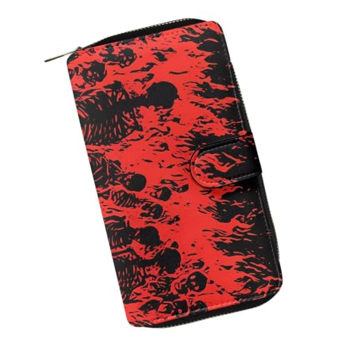 Image of COEQINE Ladies Wallets Pink Leopard Heart Black Printed Leather Phone Long Clutch Purses Check Coin Change Holder