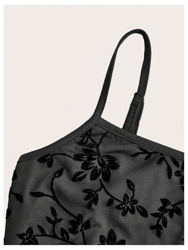 Image of Milumia Women's Summer Mini Dress 90s Boho A Line Mesh Short Dresses | Spaghetti Strap,Sleeveless,Vintage,Paisley Print,Festival Outfits,Cowgirl,Y2k,Goth,