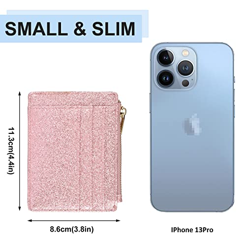 woogwin Womens Slim RFID Credit Card Holder Mini Front Pocket Wallet Coin Purse Keychain