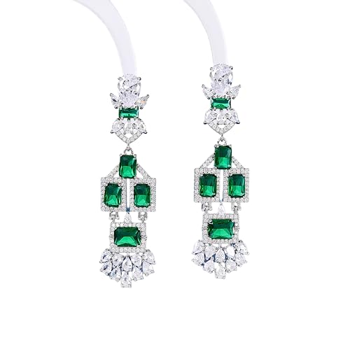 Boucles d'oreilles en forme de goutte d'eau avec cristal géométrique et pendantes or 18k