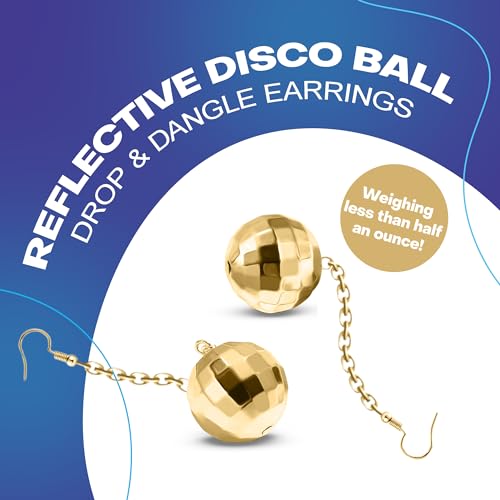 Rave Envy Disco Ball Earrings for Women - 70's Halloween Disco Outfits Costume Accessories For Men - Choice of Color3