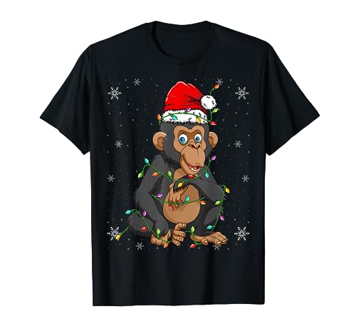 Chimpanzee Lover - Chimpanzee Wear Santa Hat Xmas Christmas Camiseta