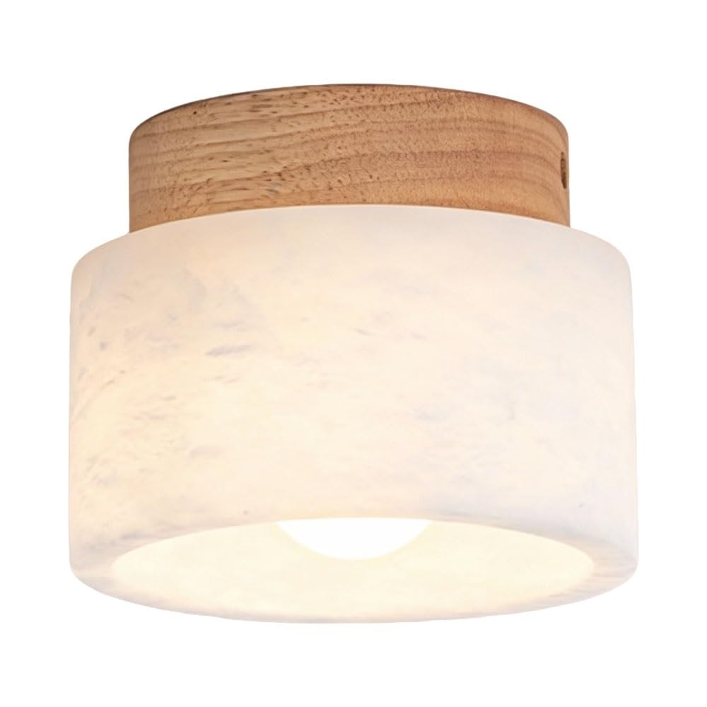 LUOYAOB Modern Alabaster Flush Mount Ceiling Light White Milk Glass Ceiling Fixture Mid Century Marble Ceiling Lamp Nordic Hallway Lighting for Bedroom Kitchen Bathroom Entryway(Cylinder)