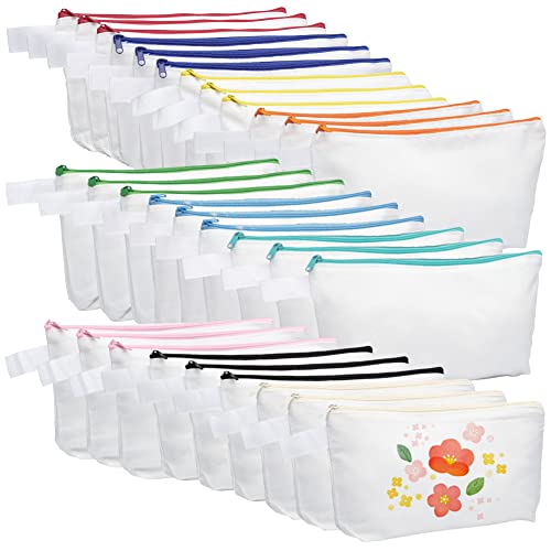 ROWEQPP 30 Teiliges 10 Farben Leinwand Make up Taschen,Bleistift Reißverschluss Beutel Taschen Reise Kosmetik Taschen Mehrzweck Leere Make up Beutel Tasche Reise Kulturbeutel Organizer für DIY Craft Cover