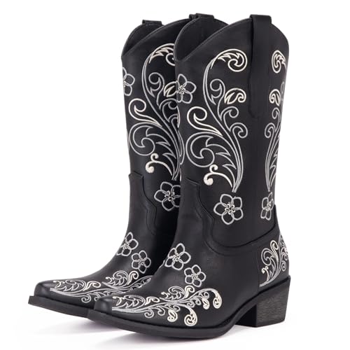 Image of Cowboy Boots for Women, Pointed Toe Chunky Heel | All-day walking comfort design, versatile for daily outfits, country music festivals and western style occasions