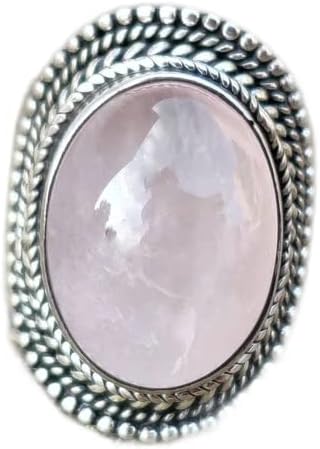 Natural Rose Quartz Ring, Big Stone Ring, Wedding Ring, Artisan Design Ring, Pale Pink Stone Ring, Handcrafted Ring, Traditional Ring, Victorian Ring, Filigree Ring, Rose Quartz Jewelry