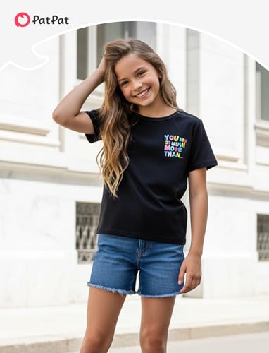 Image of PATPAT Girls Crewneck Short Sleeve Graphic Tees Animal Print Shirts Cute Summer Outfits 5-12 Years