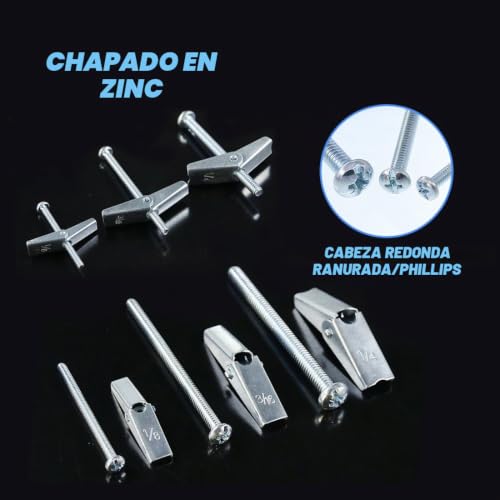 Miniatura 3 de Glarks Juego De 24 Tornillos De Acero Galvanizado Para Colgar Objetos Pesados En Placas De Yeso De 1 8, 3 16, 1 4