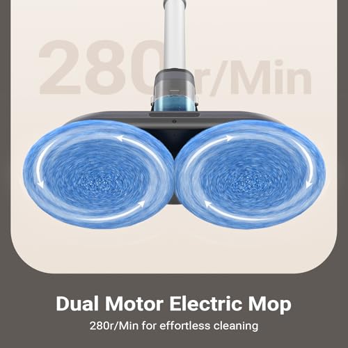 Image of iDOO Cordless Electric Mop, Rechargeable Spin Mop with Water Spray & LED Headlight, Quiet Self Propelled Floor Cleaner, Lightweight Floor Scrubber for All Floors
