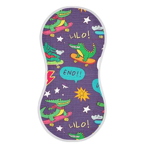 xigua Crocodiles Muslin Baby Burp Cloths Set of 2, Super Soft & Absorbent Burping Rags, Cotton Burp Clothes Shower Gift for Newborn, Baby Girls and Boys